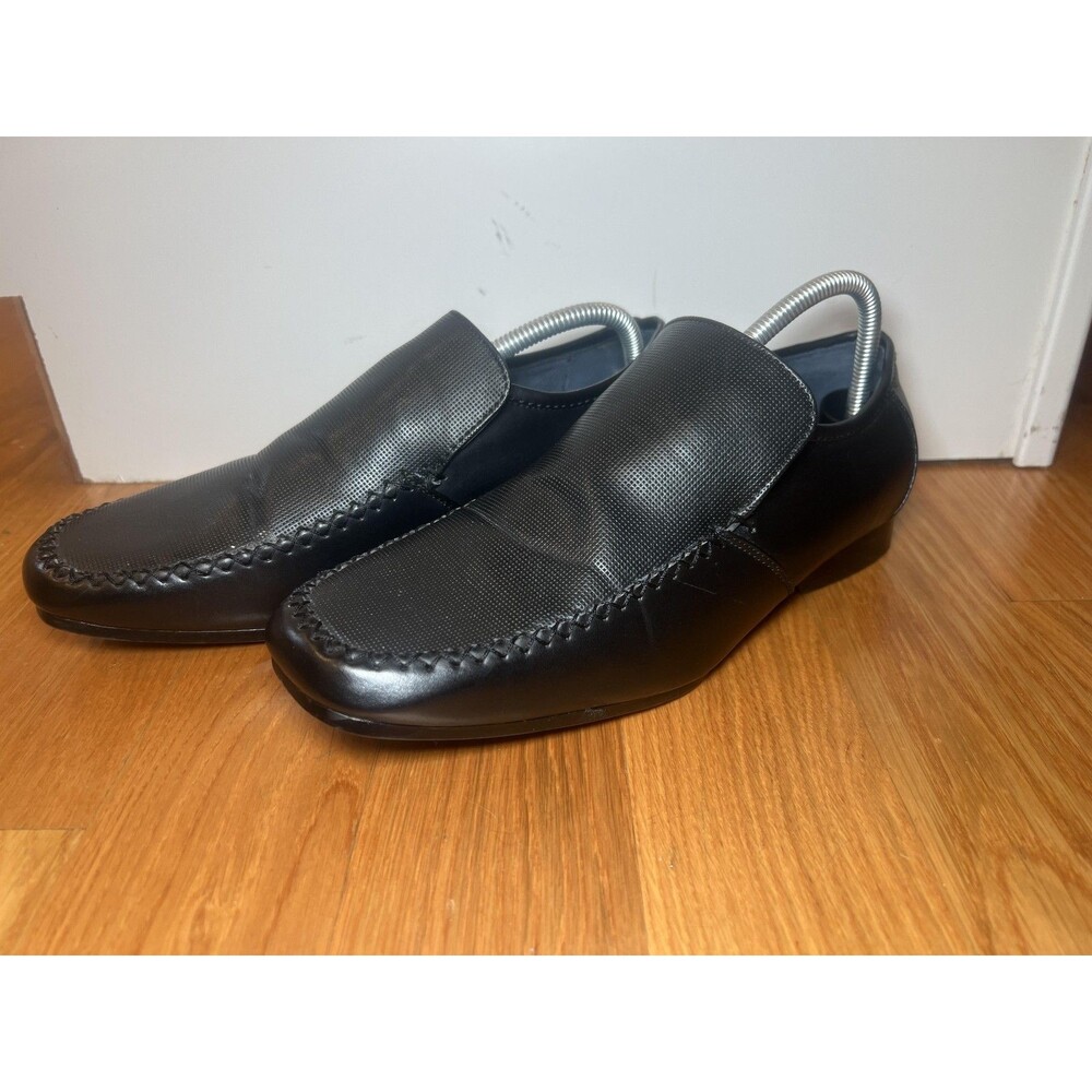 Giorgio Shoes Mens Size 10 Black Slip On Loafers Dress Moc Toe Business